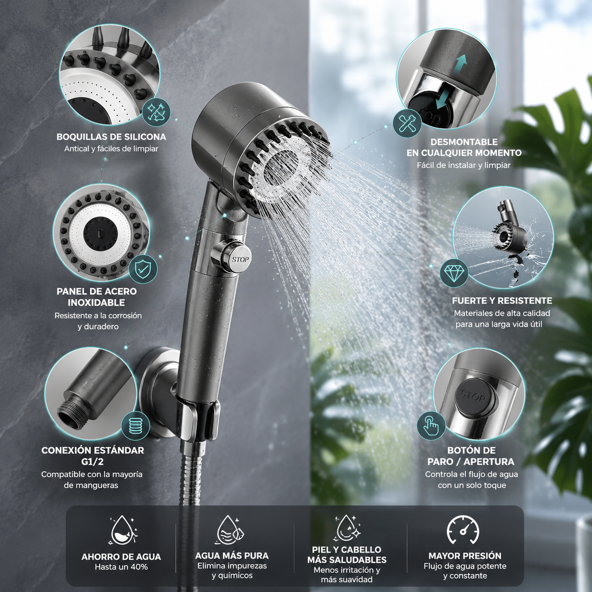 🚿AquaForce™ — Alcachofa de Ducha de Alta Presión con Filtración