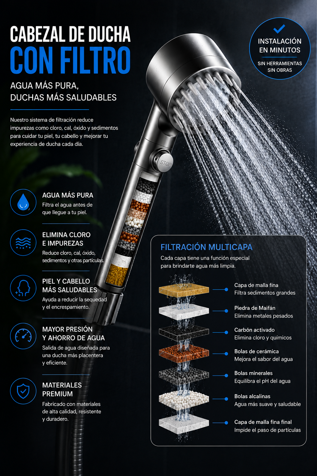 🚿AquaForce™ — Alcachofa de Ducha de Alta Presión con Filtración