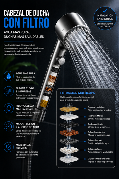 🚿AquaForce™ — Alcachofa de Ducha de Alta Presión con Filtración